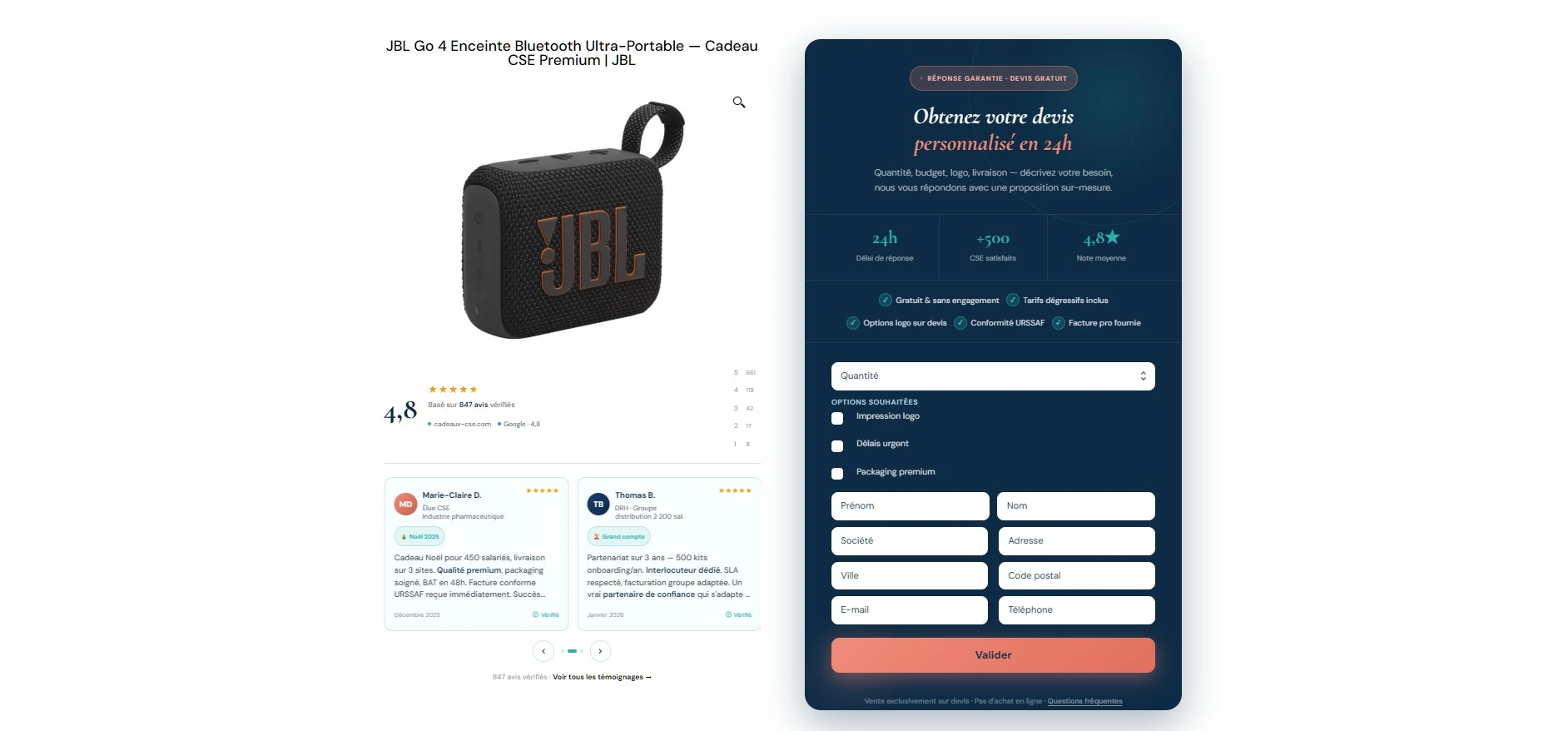 Système de demande de devis B2B pour les CSE