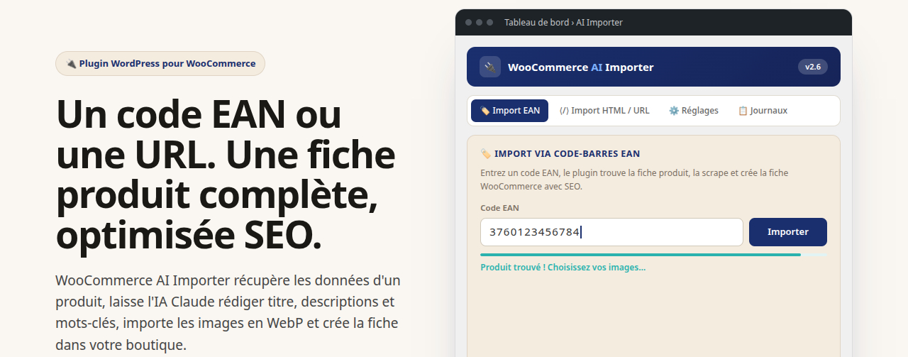 Plugin WooCommerce sur-mesure : import EAN et IA | Iotaweb